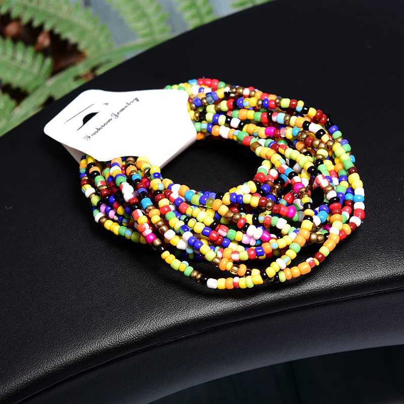 MOON GIRL 20 Pieces Seed Beads Charm Bracelet Boho Fashion Bohemian Girl Elastic Vintage Wrap Pulseras Femme DropshippingX240921
