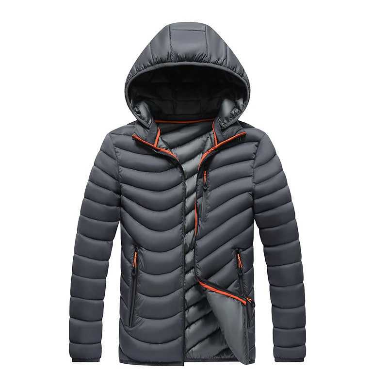 Autumn and winter mens park windproof and warm casual outdoor fashion mens down jacket windproof cotton thick mens hooded jacket W240920
