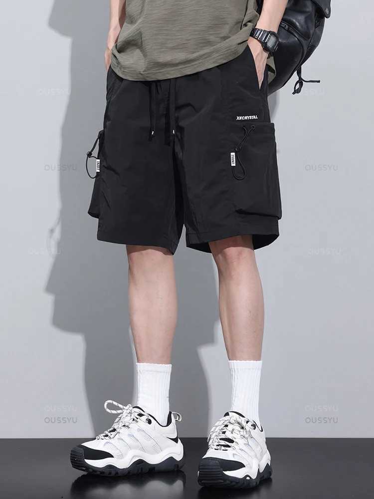 2024 New Summer Thin Shorts Pants Men Cargo Work Side Pockets Baggy Joggers Bermuda Knee Beach Short Pant Male Plus Size M-4XLX240921