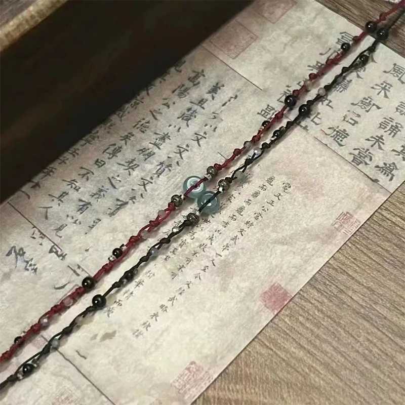 Retro Chinese Style Adjustable Handmade Braid String Bracelet Beaded Charm Bracelet Bangle Fashion Couple Bracelet JewelryX240921