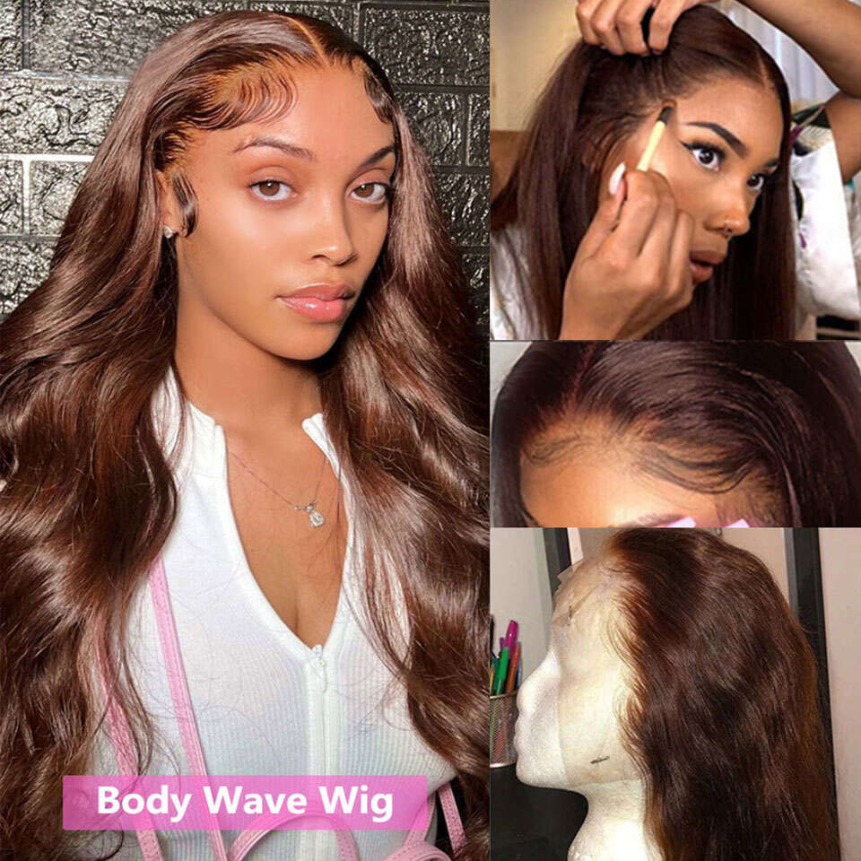 13x6 Chocolate Body Wave HD Frontal Wig 13x4 Dark Brown Colored Lace Front For Women Bleached Wigs Pre Plucked