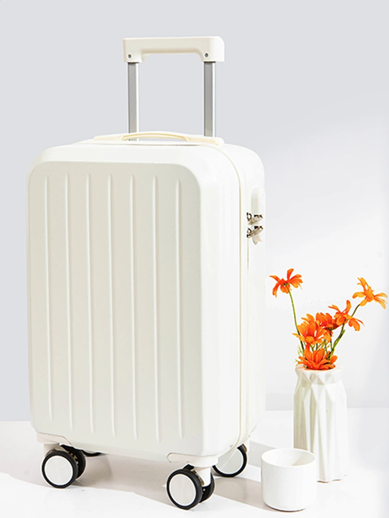 Small fresh lightweight multifunctional solid color student suitcase silent universal luggage and bags 240918