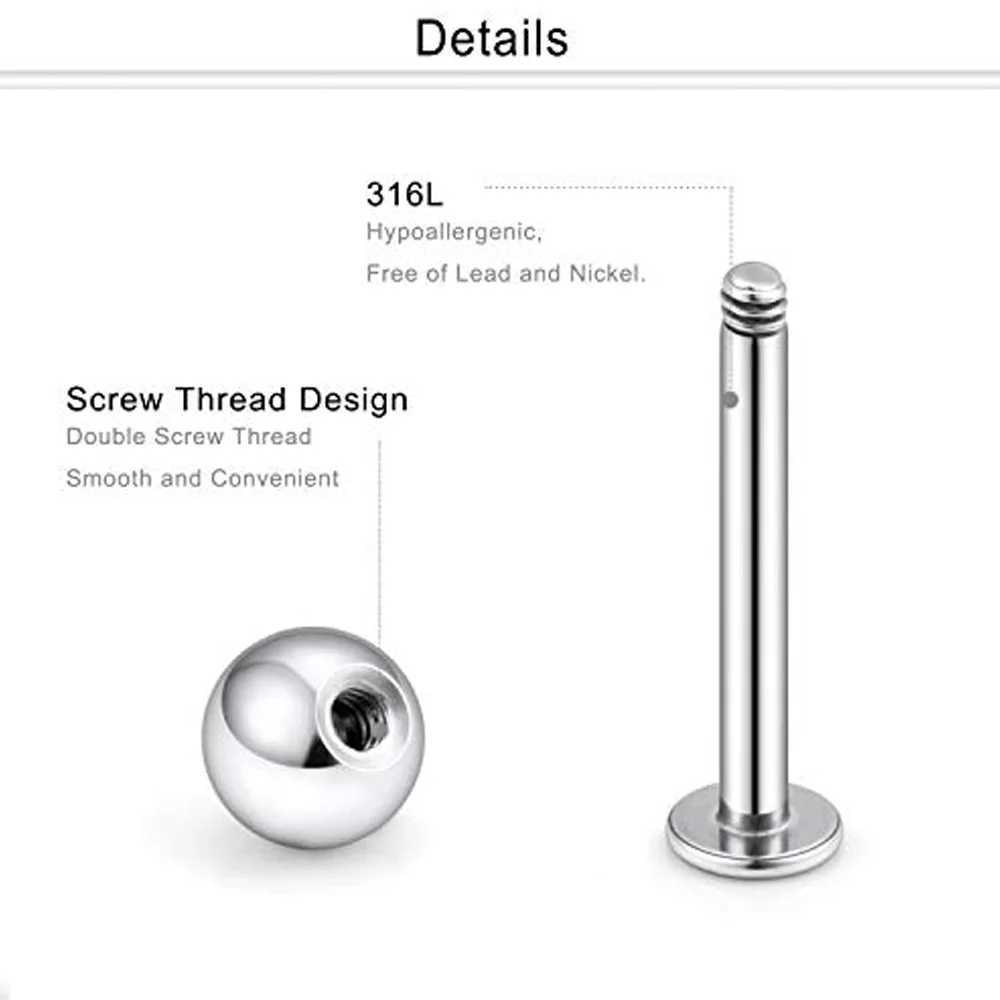 3pcs 16g Labret Studs Lip Ring Snakebite Monroe Bioflex Flexible Cartilage Conch Forward Helix Tragus Steel Ball Pick Size Y240921