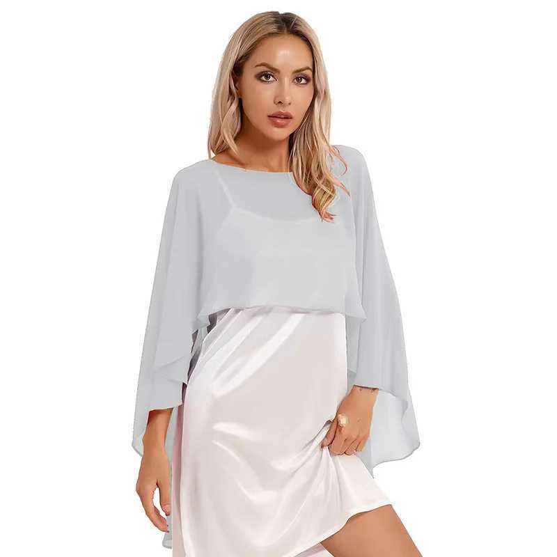 Elegant Womens Chiffon Shawl Womens Evening Dress Wedding Party Shawl Fashion Solid Color Dress Cover Bridal Shawl and Wrap W240921