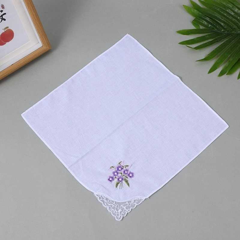 Pocket Hankie Gift for Adult Portable Square Handkerchief Multiuse Embroidery Floral Sweat Wipe Towel Women AccessoriesX240921