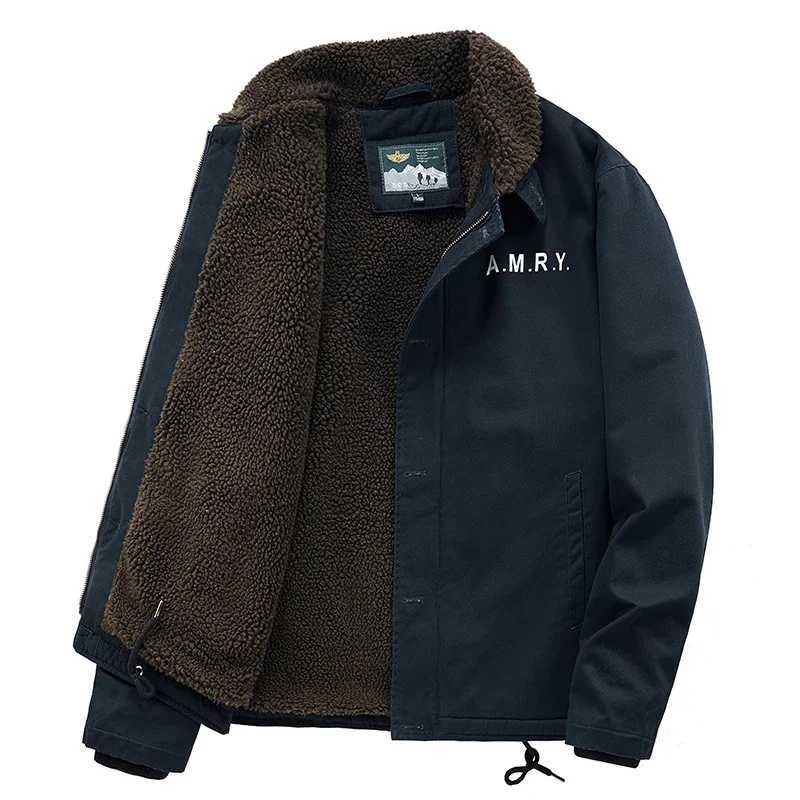 Work clothes new lining mens clothing winter Parka wool thick coat hooded fur collar mens plush jacket autumn W240920