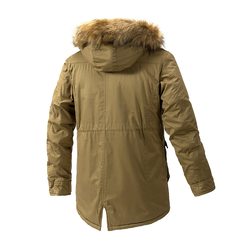 2023 Winter Warm Parkas Windproof Fleece Thick Jacket Men Fashion Fur Collar Hooded Coat Classic Casual Brand Parka Man