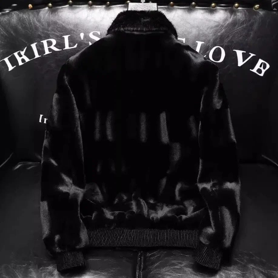 Winter Mens Faux Fur Leather High-Quality Solid Color Wool Er Thick Warm Jacket Outdoors Cold-Proof Coats Men Clothing