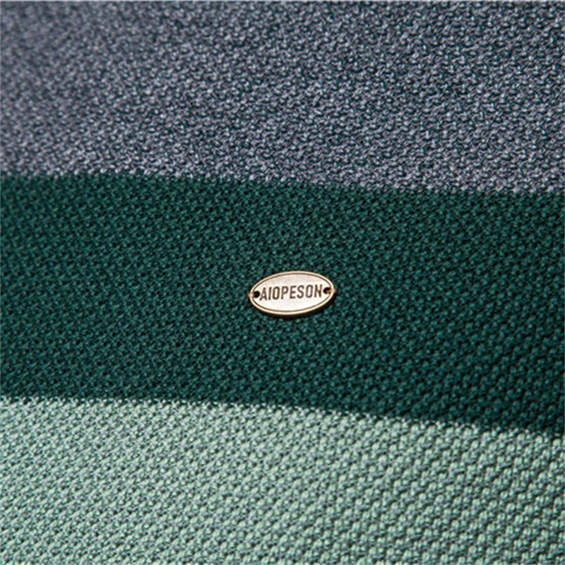 Autumn Winter Mens Sweater High-Quality Round Neck Stripe Color Blocking Warm Pullover Male Fashion Casual Knitwear Men Clothing