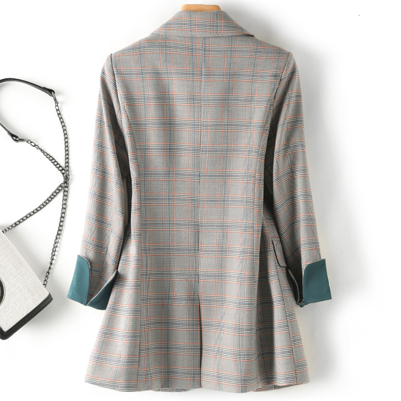 New Fashion Business Interview Plaid Suits Women Work Office Ladies Long Sleeve Spring Casual Blazer