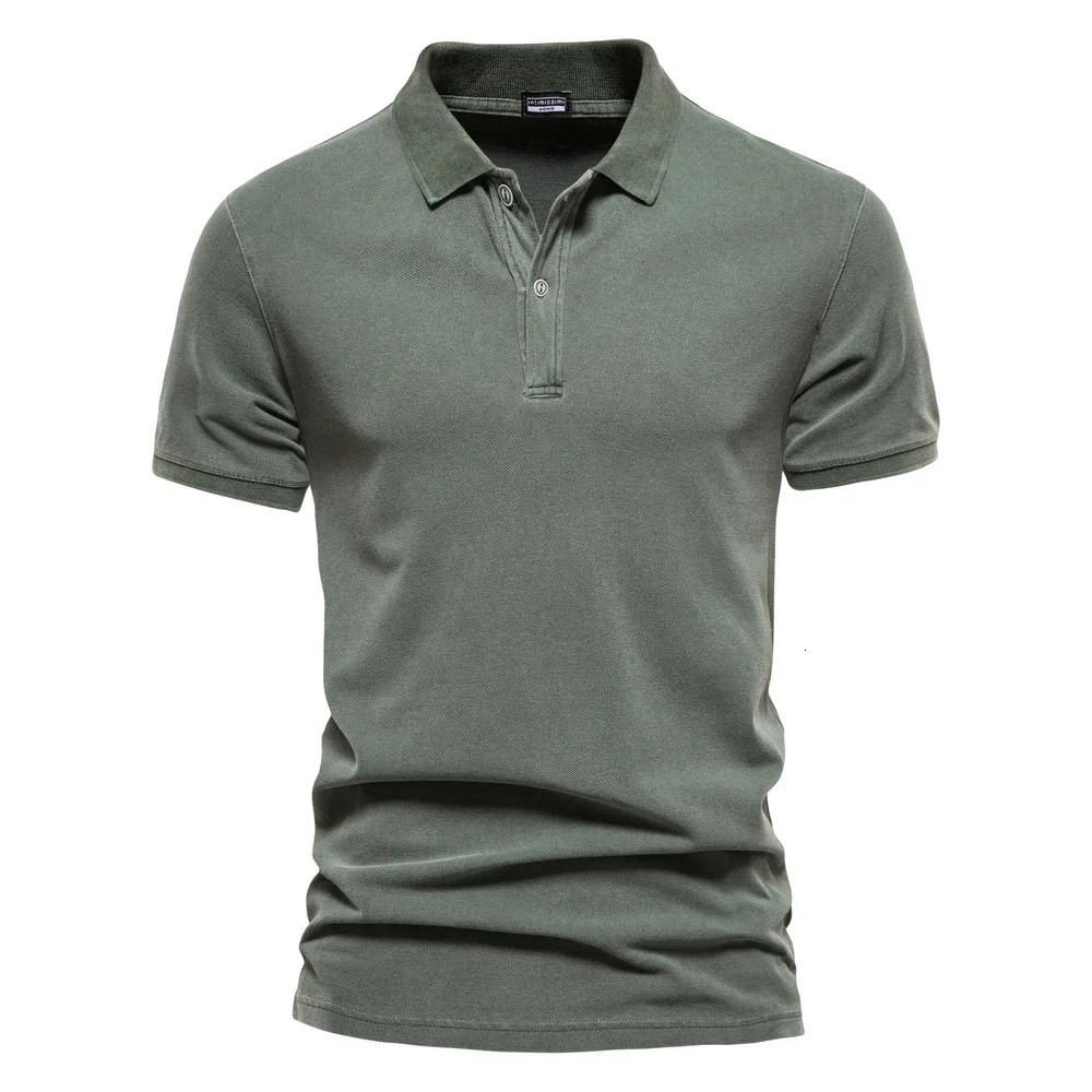 Polo Pure Cotton Solid Color Casual Short Sleeve Summer Clothing Men's Shirts Fashion Streetwear Polos For Men