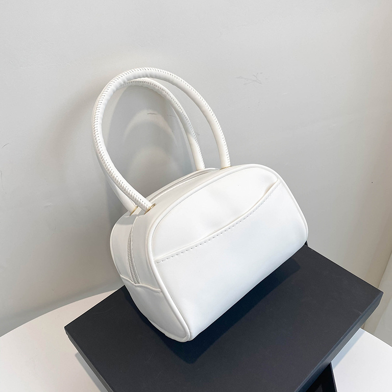 Style PU Korean Handheld Bag Women's 2023 New Fashion Retro Underarm Pillow Box Shaped Solid Color Soft Small Square S