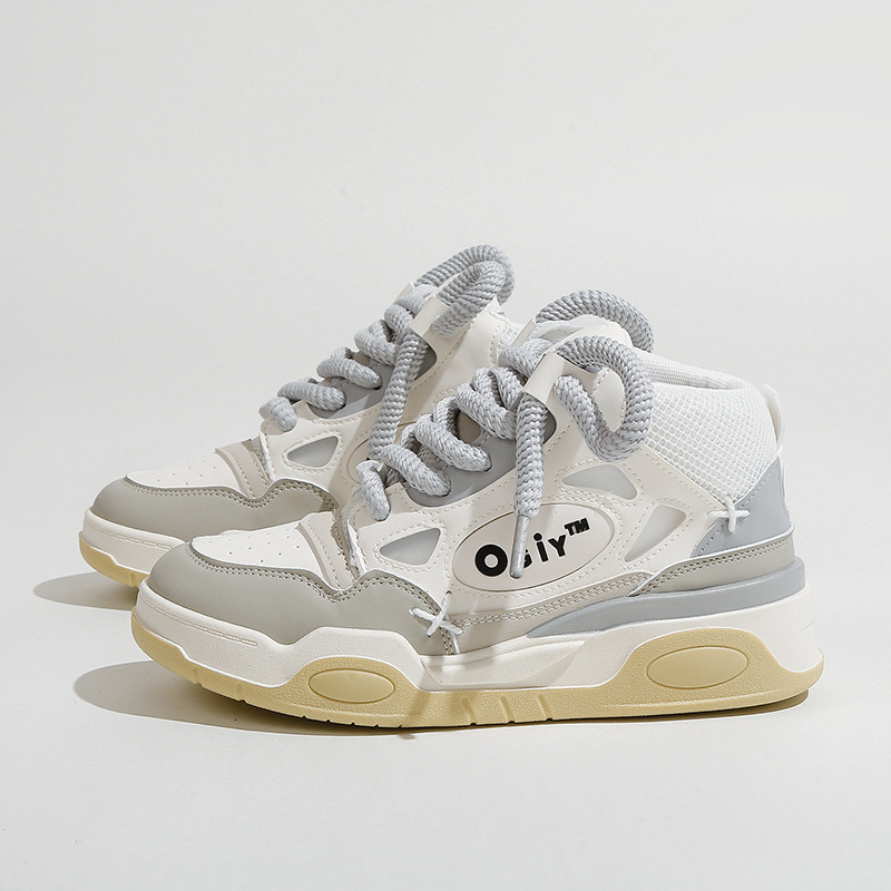 Trendy men's high top, new couple's women's autumn soft bread shoes, versatile casual thick sole sports board shoes