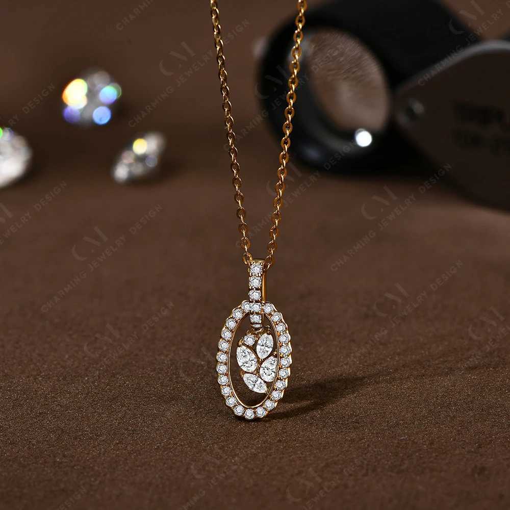 CHARMING 2024 Luxury Full D VVS1 Colored Moissanite Necklace Womens Solid 18K Gold Exquisite Wedding Jewelry W240918