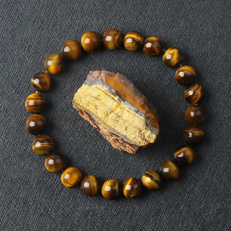 Charm Natural Tiger Eye Bracelet Men and Women 5A Natural Stone Jewelry Healing Buddha Elastic Rope Couple Crystal Bead BraceletX240921