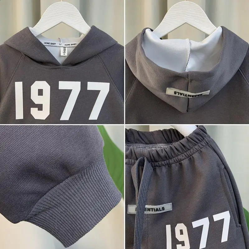 Fashion Letter Childrens Sets Boys Clothes Cotton Kids Sweater Pant 2Pcs Set Spring Autumn Childrens Hooded Sweater 240920