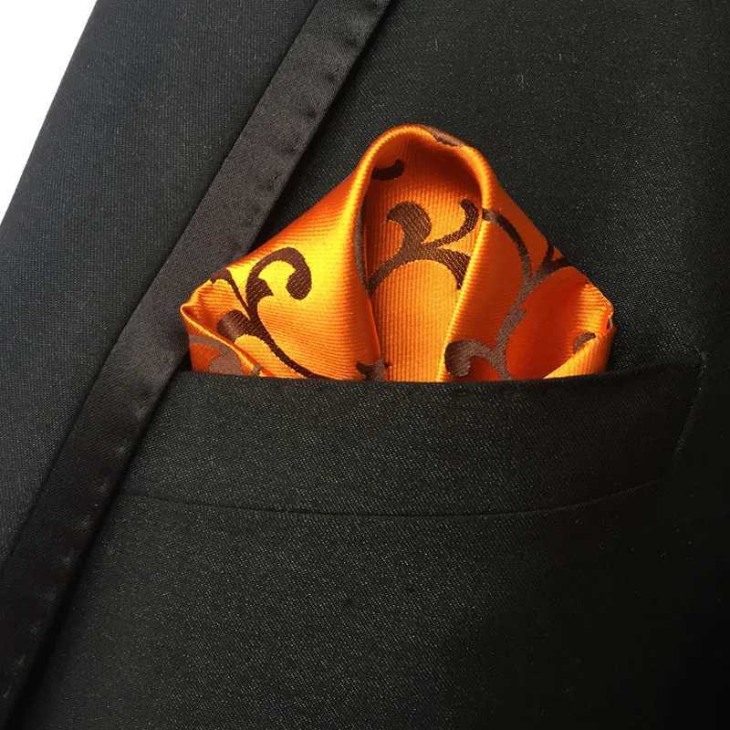 New Design Fashion Men Silk Polyester Paisley Flower Pocket Square Hankerchief Hanky Plain 15 Color Wedding Party AccessoriesX240921