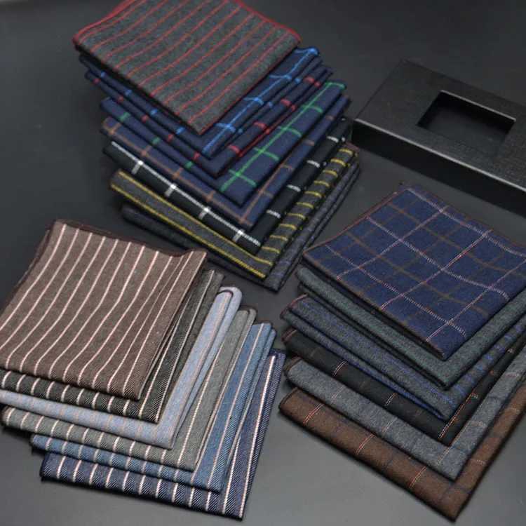 High Quality Hankerchief Scarves Plaid Business Suit Hankies 100% Cotton Casual Mens Pocket Square Handkerchiefs 25*25cmX240921