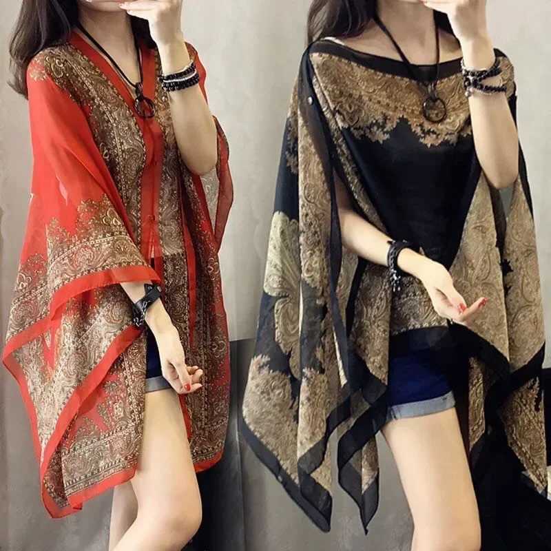 New mixed color shawl scarf rain cape sun protection scarf womens sun protection shawl soft beach shawl comfortable plus size W240921