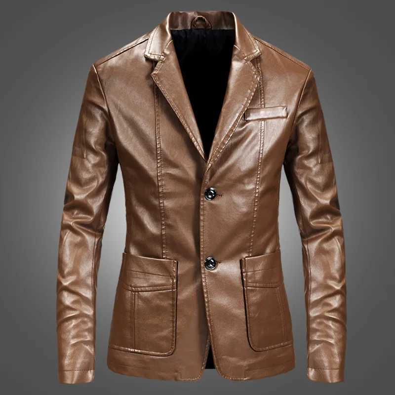 PU jacket mens solid color leather jacket casual PU jacket motorcycle jacket mens large size 6XL W240918