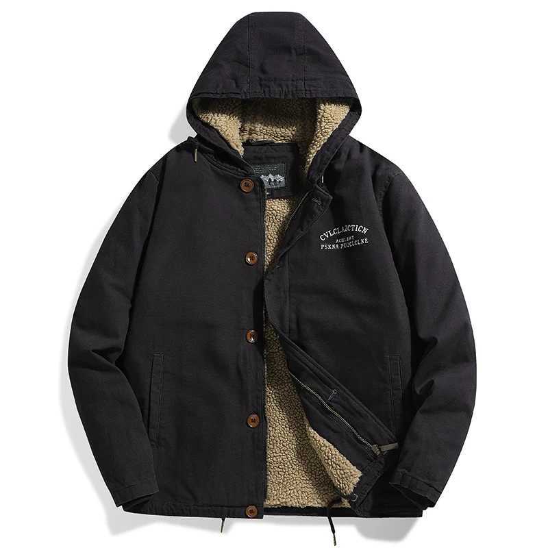 Windproof solid color warm mens cashmere outdoor jacket winter mens thick jacket wool warm jacket fashion trend park W241024