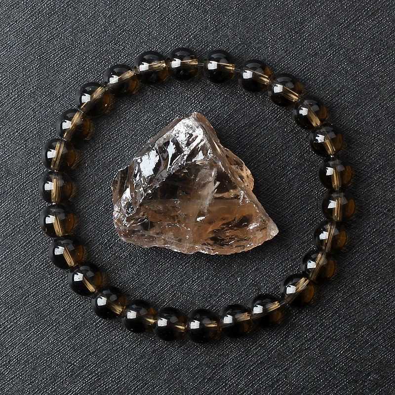 Natural Stone Smoky Quartz Beads Bracelets Men Women Tea Brown Crystal Healing Energy Bangle Yoga Meditataion Jewelry WholeslaeX240921