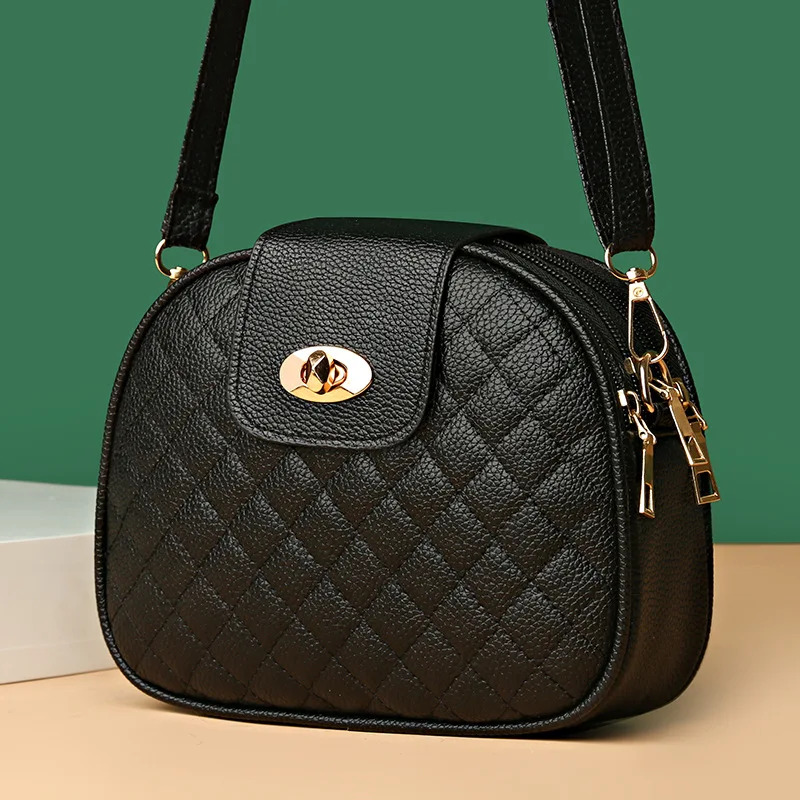 2024 New Fashion Small Square Messenger Texture gge Versatile Korean Edition Three Layer Single Shoulder Crossbody Bag