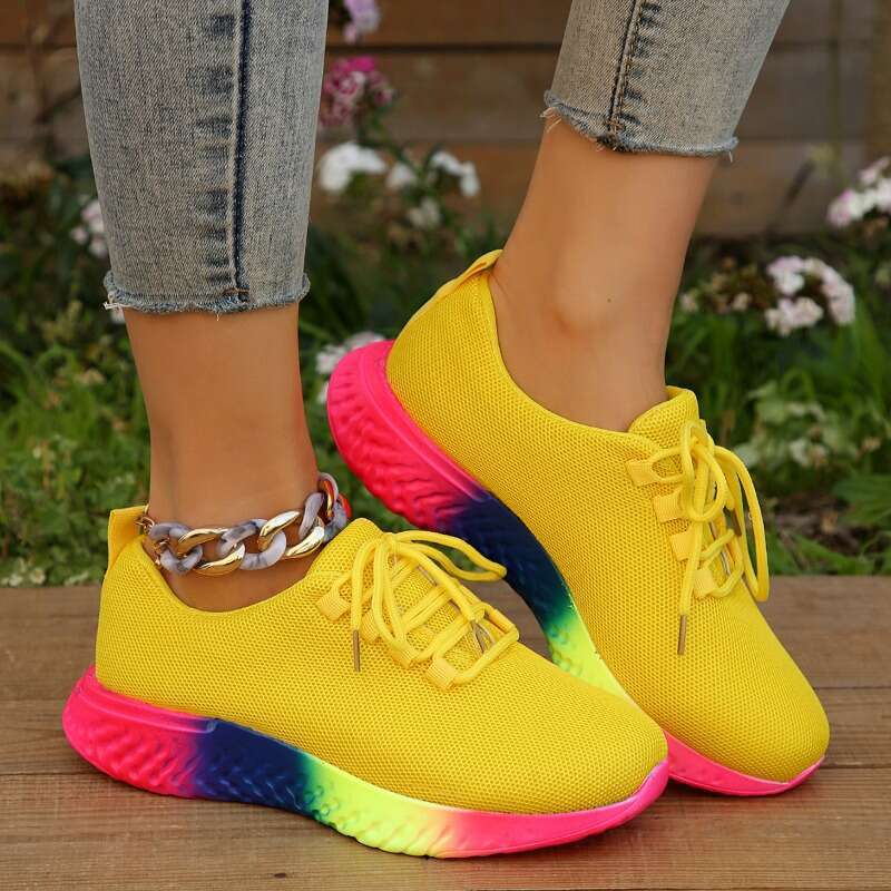 Fall New Mesh Breathable Women Sneakers Fashion Lace Up Ladies Casual Round Toe Walking Tennis Shoes atos De Mujer