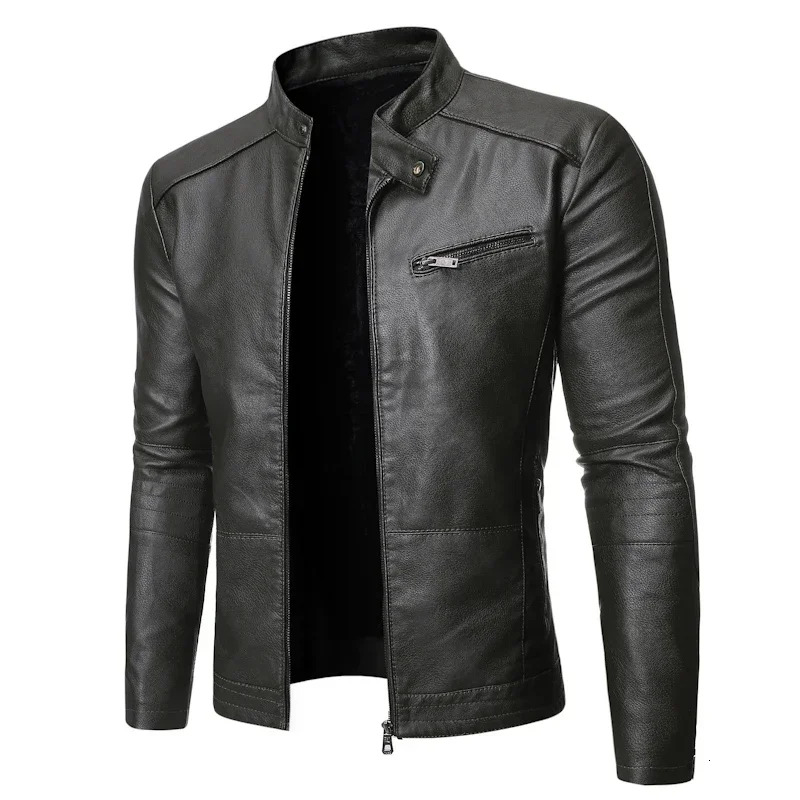 PU Casual Leather Jacket Men Spring Autumn Coat Motorcycle Biker Slim Fit Outwear Male Black Blue Clothing Plus Size S-3Xl