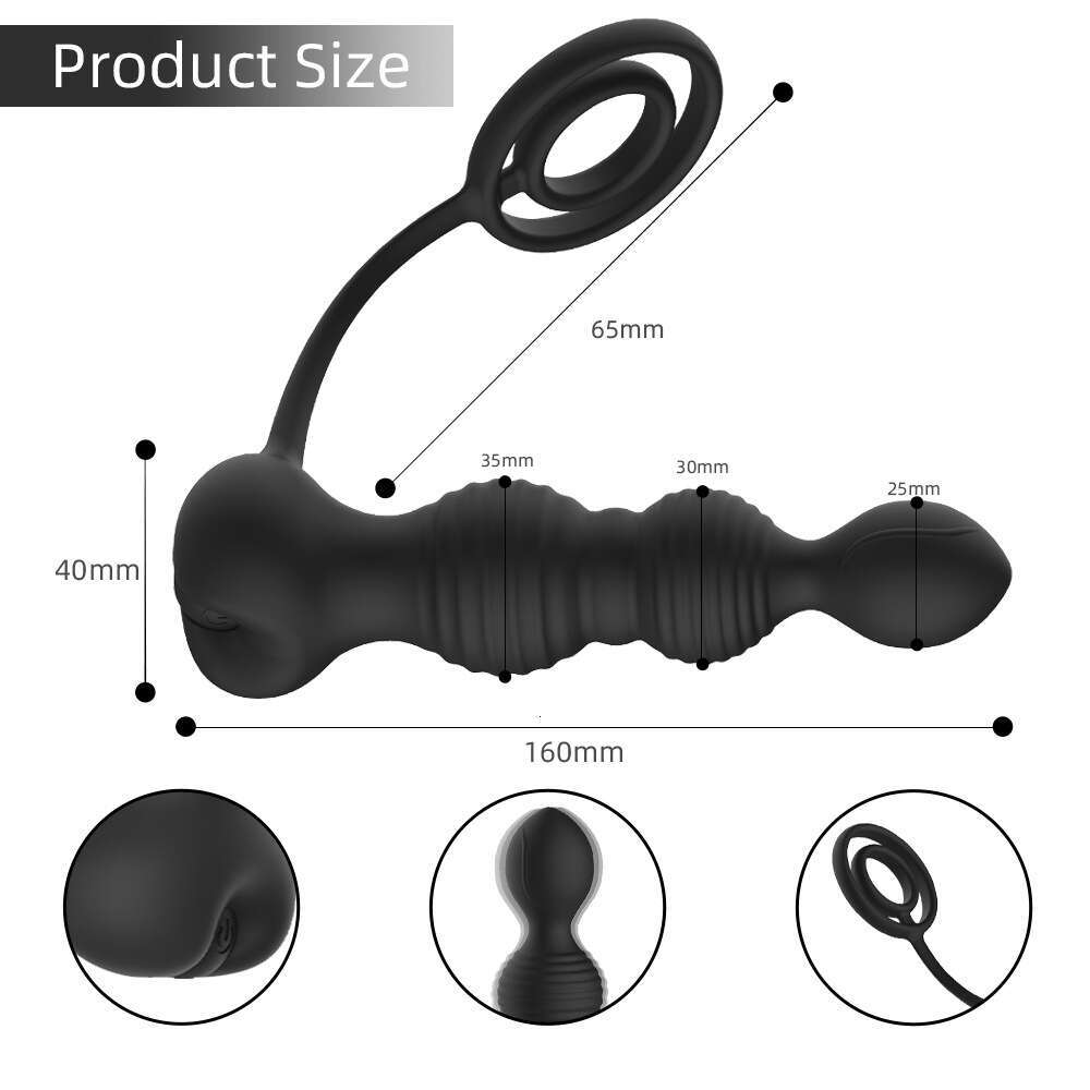 Double ring beautiful buttocks with beads for the back court, vibrating anal plug but sex toy