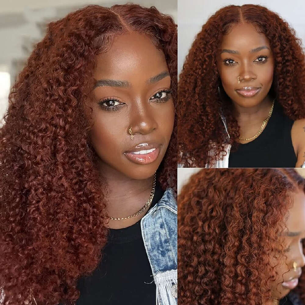 Reddish Brown 13x4 Front 100% Remy Glueless Wigs Human Hair For Women32 Kinky Curly 13x6 hd Lace Frontal Wig