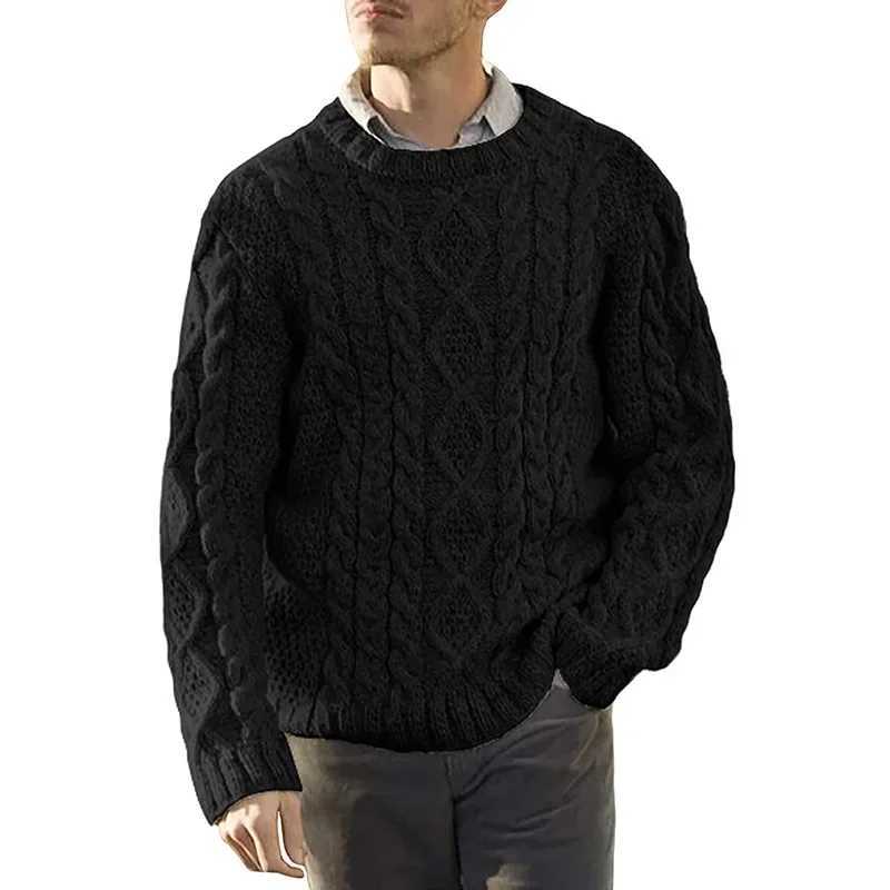 Autumn/Winter New Sweater Mens European and American Solid Round Neck Long Sleeve Knitwear Large Mens Wear M240921