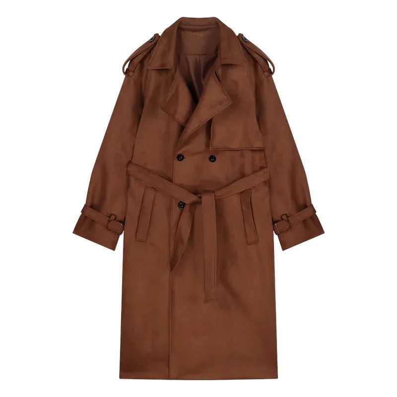 Womens Autumn Winter Fashion Mid length Trench Coat 2024 NEW Loose Windbreaker Coats Female Versatile Woolen OutwearX240921