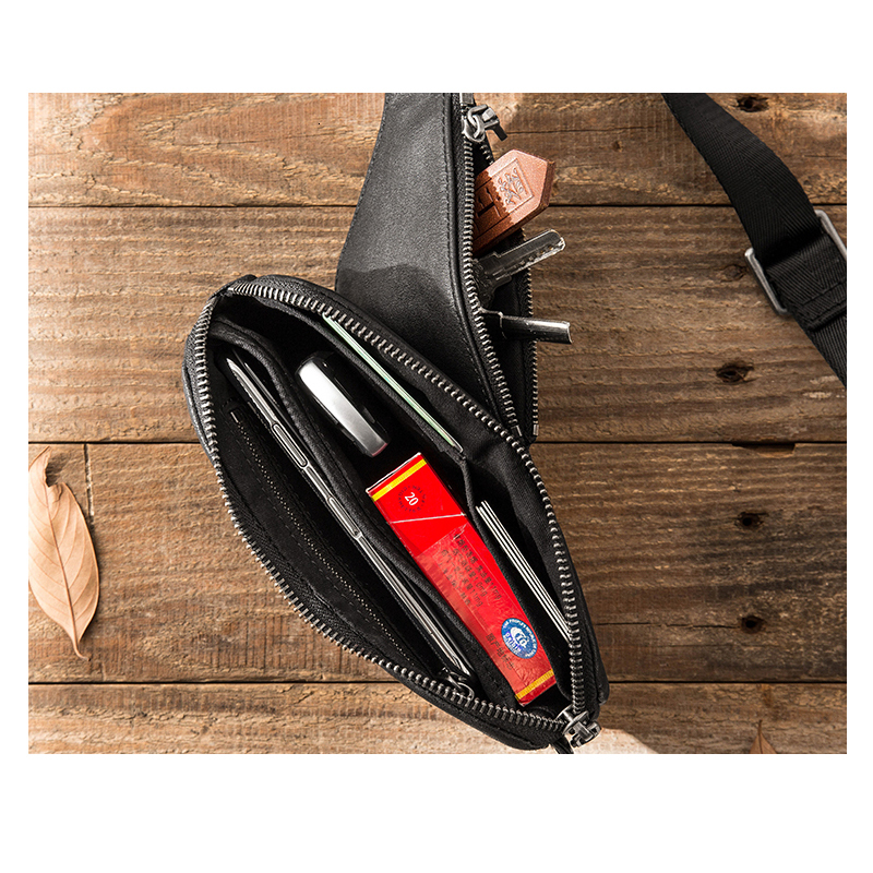 New Fashion Chest Bag Men Genuine Leather Handmade Male Storage Small Pack Mini Crossbody Shoulder Handbag Unisex