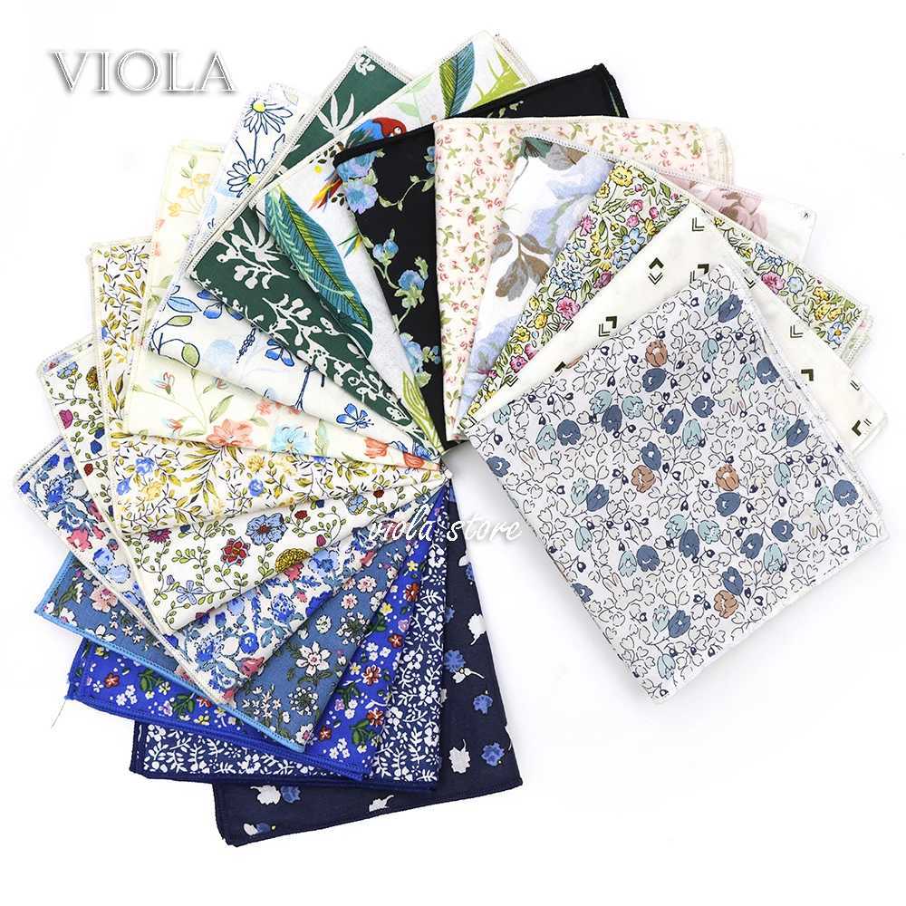 Hot New Floral Handkerchief 100% Cotton Hankie 23cm Womens Wedding Party Daily Set Pocket Square Gift Tailcoat Tie Accessories W240921