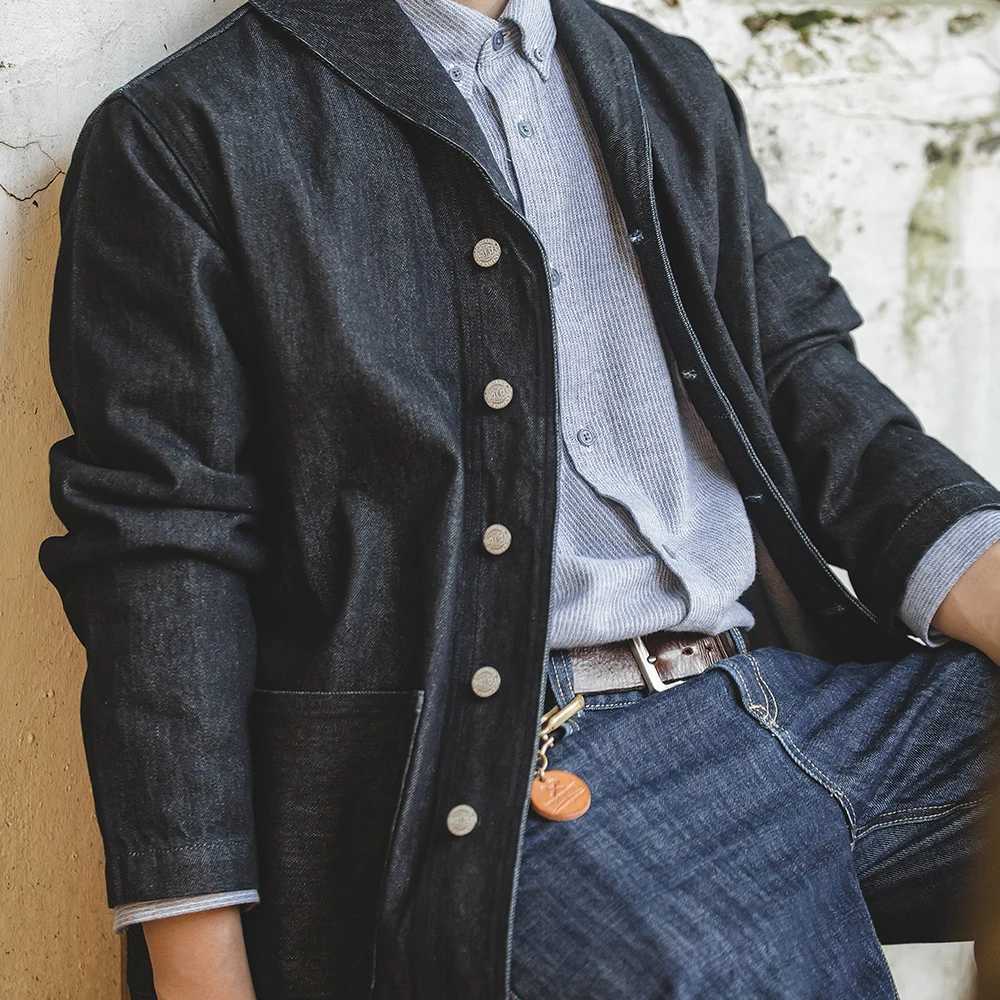 Maden Washed denim jacket mens retro workwear jacket Coats pure cotton denim hunting denim lapel jacket mens clothing W241011