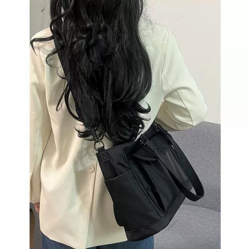 2024Women's Nylon Messenger Tote Zipper Shopping Bag, Travel Handbag, Adjustable Shoulder Strap, Student Bag