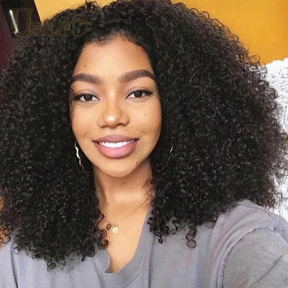 Mongolian 13x4 Front Human Hair Wigs Kinky Curly Lace Closure Wig For Women 180 Density