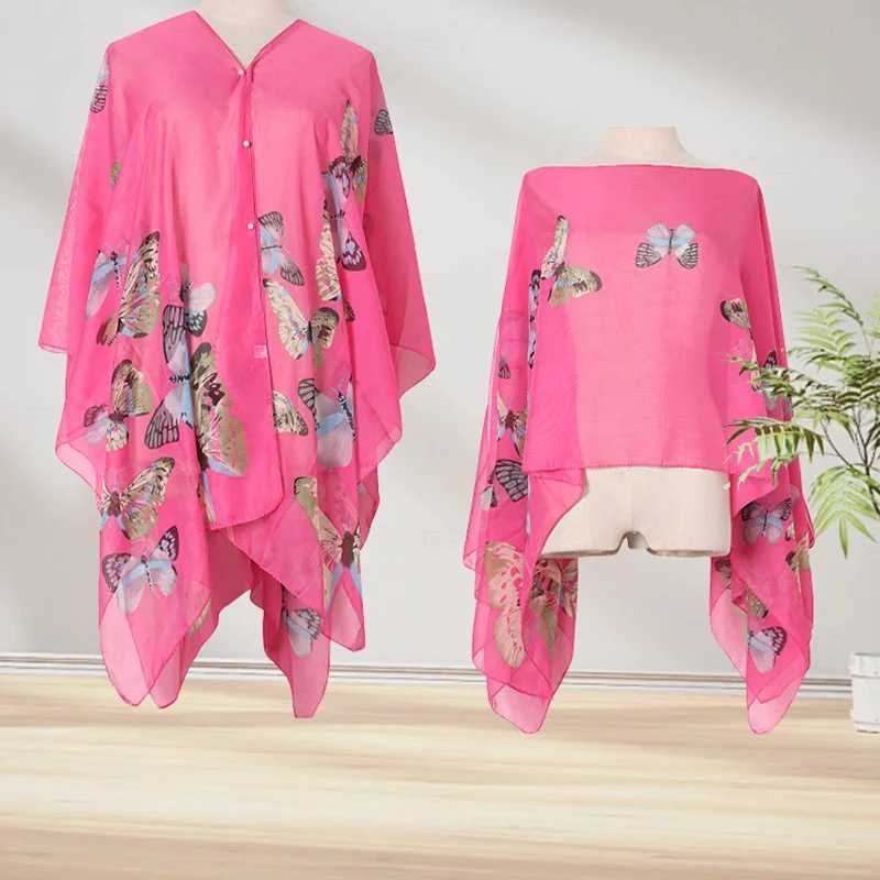 Womens Chiffon Sunscreen Shawl Fashion Printed Polyester Outdoor Beach Loose Top Multi Color Summer Scarf W240921