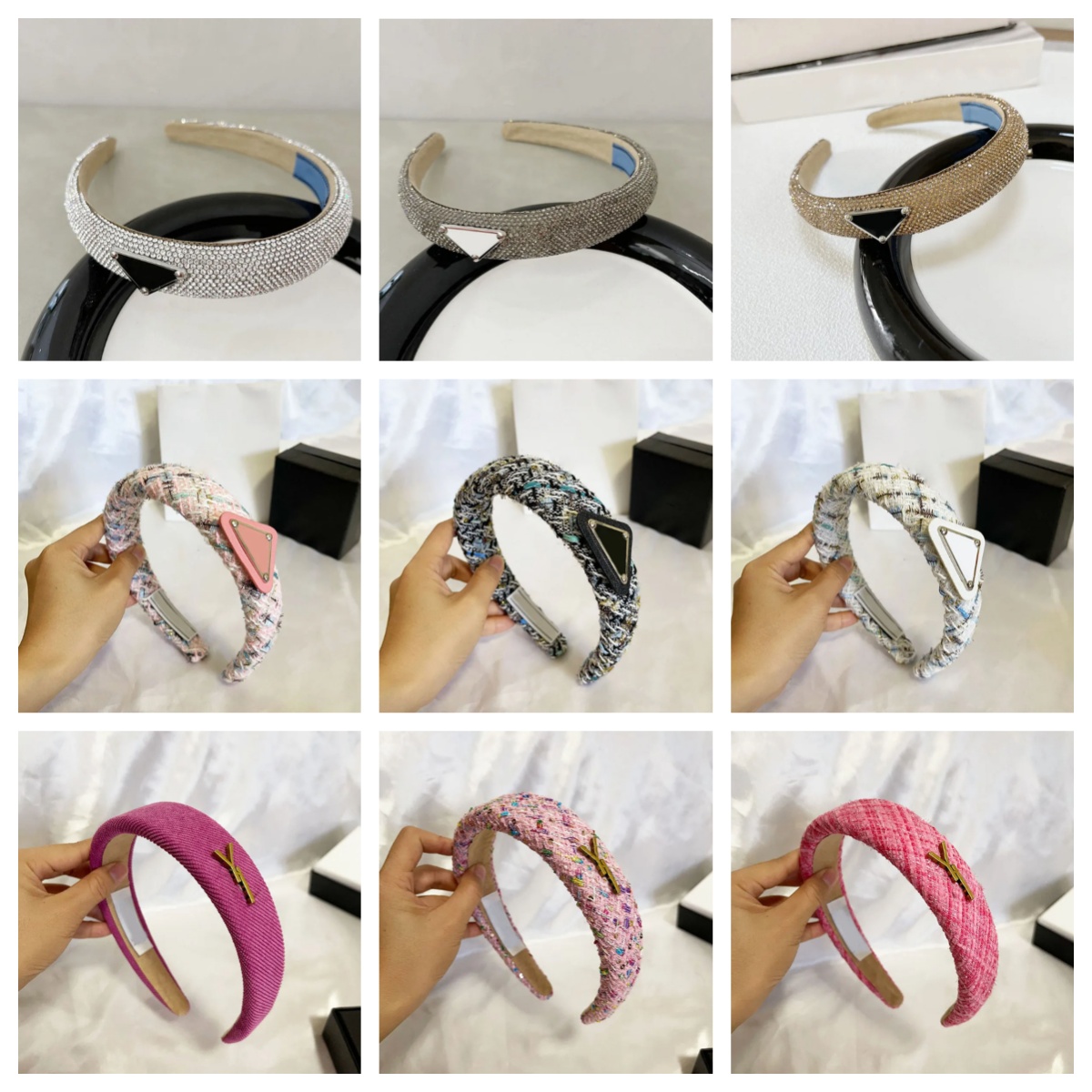 Designer Headband Black White Triangle Headbands Luxury Jewelry knitting Wide Edge Designer Hairband for Women Sports Pure Cotton Headwear Hair Accessories