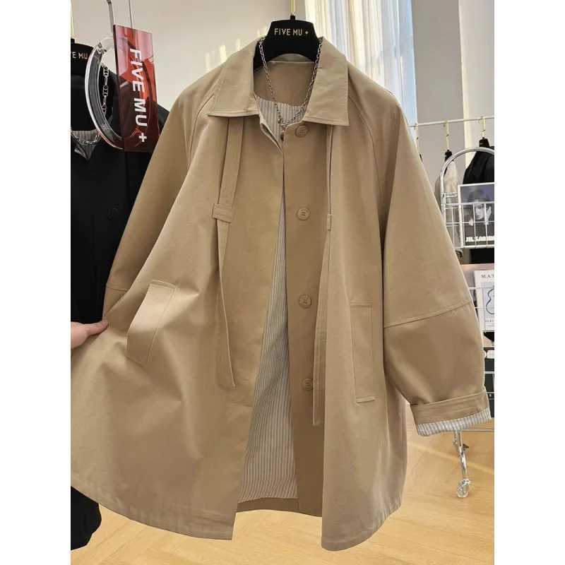 2024 New Spring Autumn Trench Coat Women Fashion Korean Loose Mid Long Temperament British style Women Windbreaker Female TopsX240921
