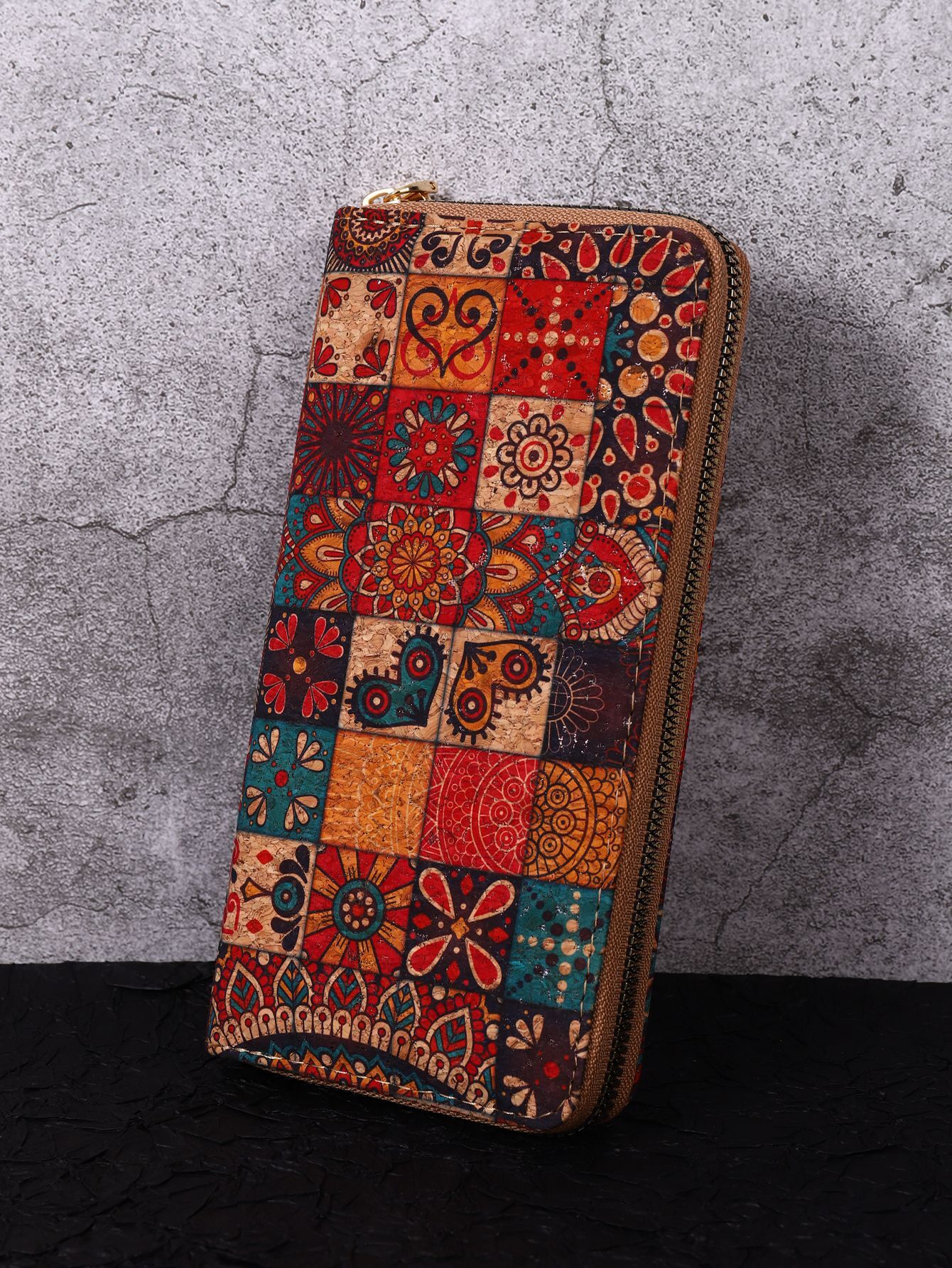 2024 new women's designer wallet PU portable multifunctional large capacity multi card slot personalized art wood grain women's long wallet 