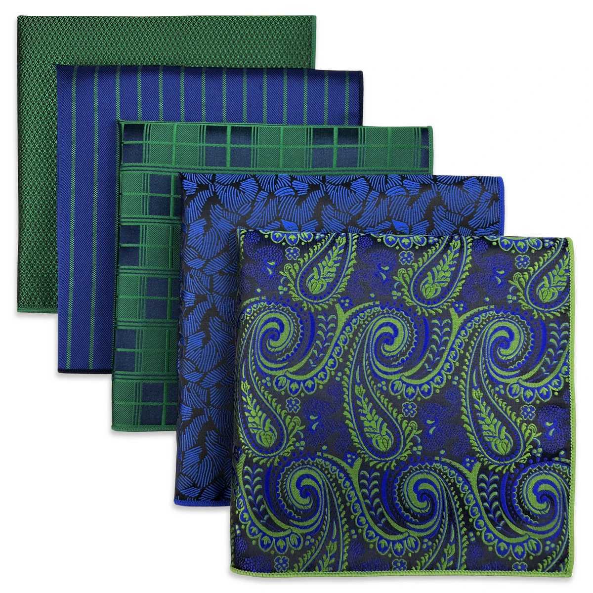 5-piece color Assorted mens pocket square silk classic handle set gift W240921