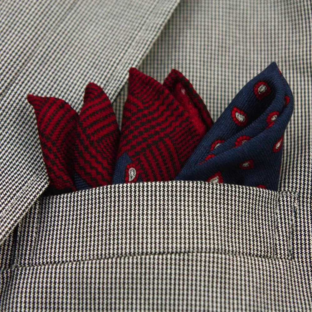 High Quality 100% Wool Fashion Pocket Handkerchief Luxury Paisley Pattern Pocket Square Hanky With GiftboxX240921