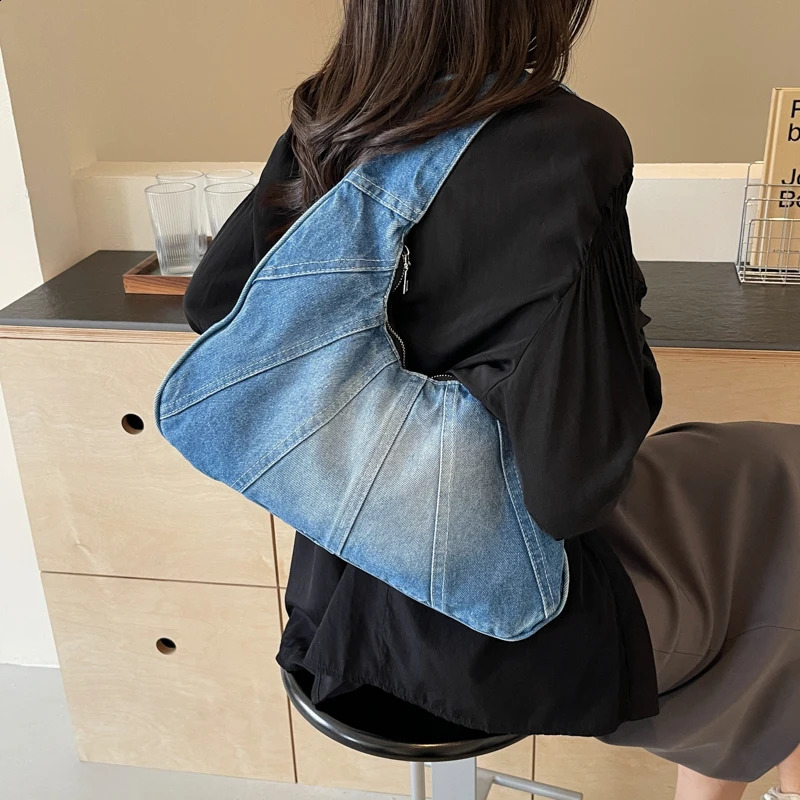 ner Womens Bag Handbag and Wallet Denim Half Moon Shoulder Big Sac 240919
