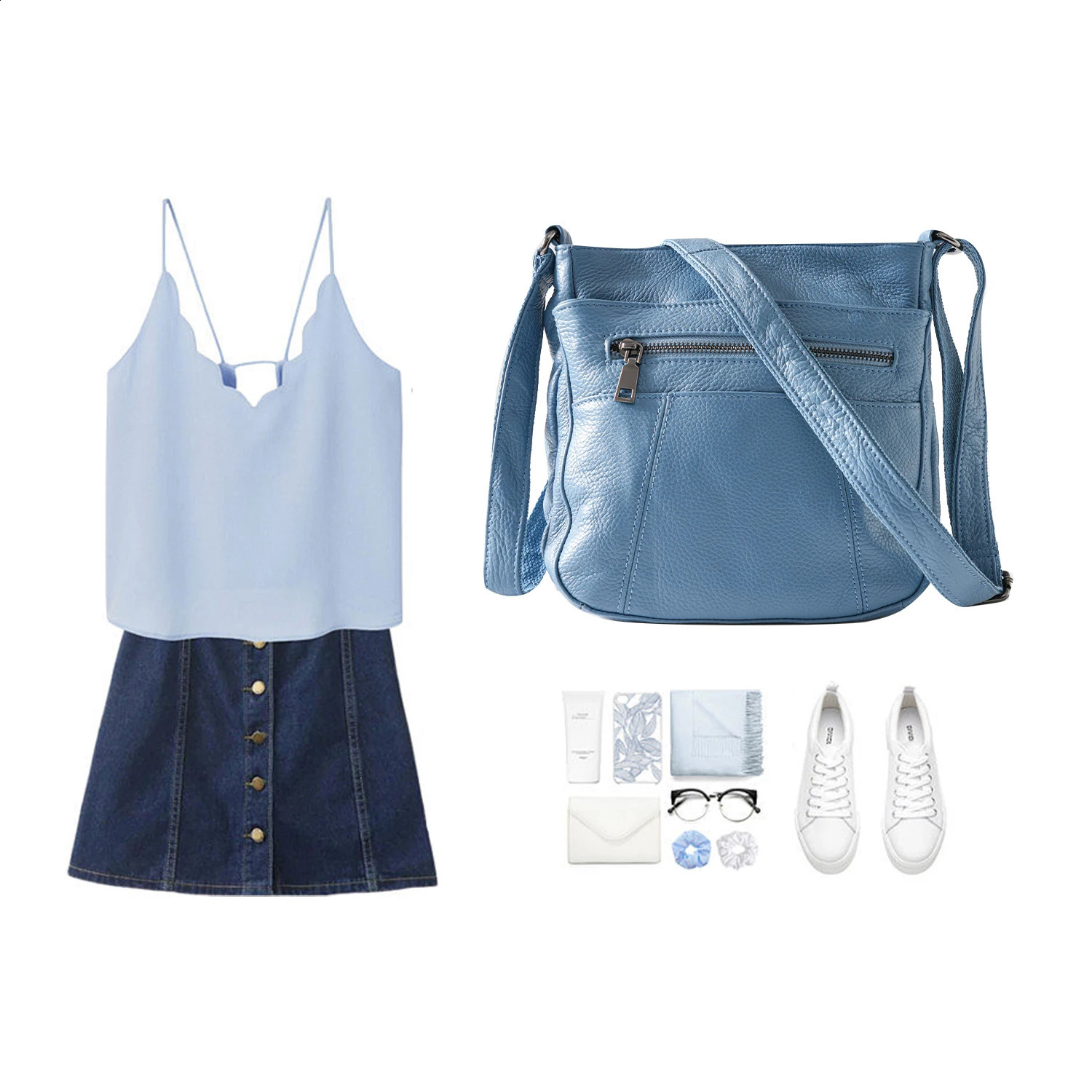 Angengrui leather womens bag casual shoulder cross body with multiple pockets messenger 240919