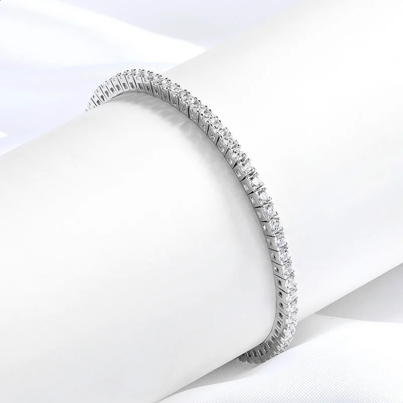 Smyoue 2MM D color 100% genuine silica womens tennis bracelet laboratory diamond original silver 925 jewelry hiphop party chain 240912