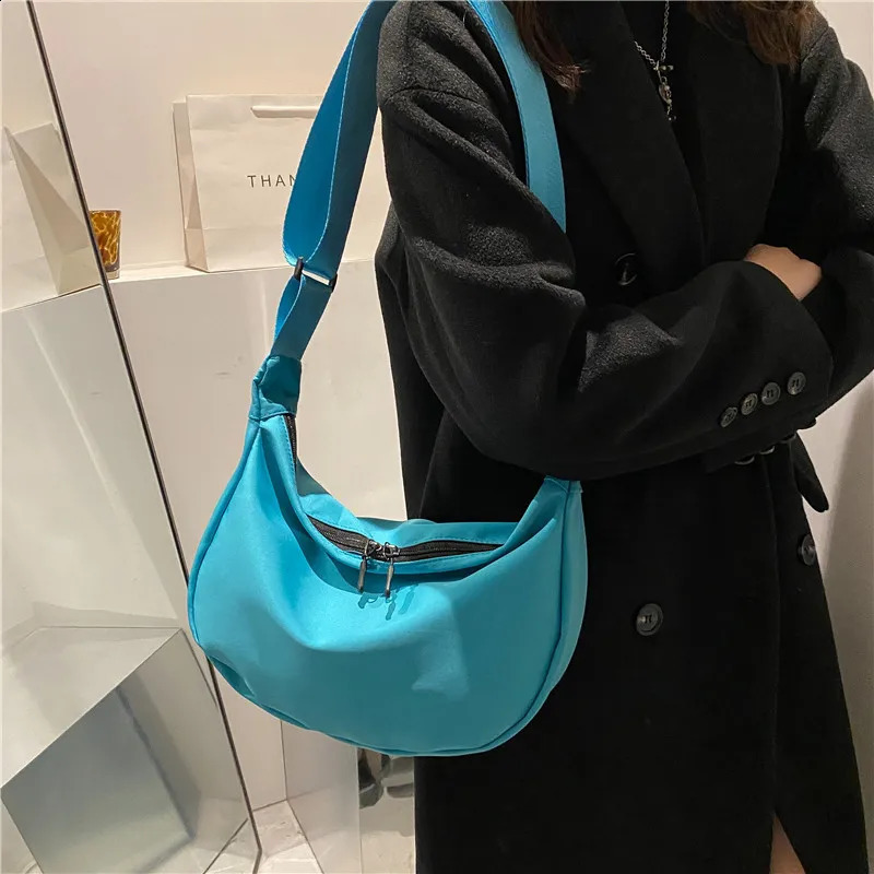 2024 Women Oxford Cloth Crossbody Dumpling Bag Lightweight Armpit Bsg with Adjustable Strap Casual Solid Color Hobo Shoulder 240919