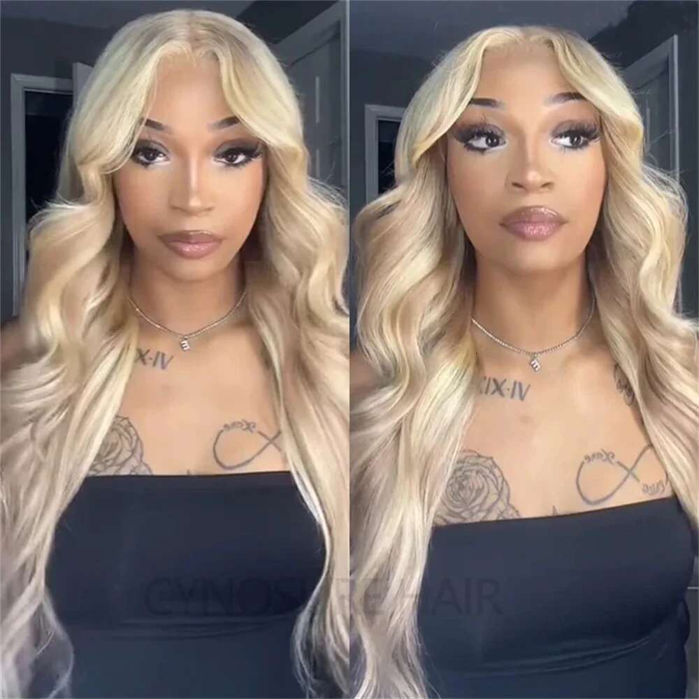 Ash Honey Blonde Front 13x4 Synthetic Hair HD Transparent 613 Colored Lace Frontal Wigs For Women Highlight Wig Cosplay