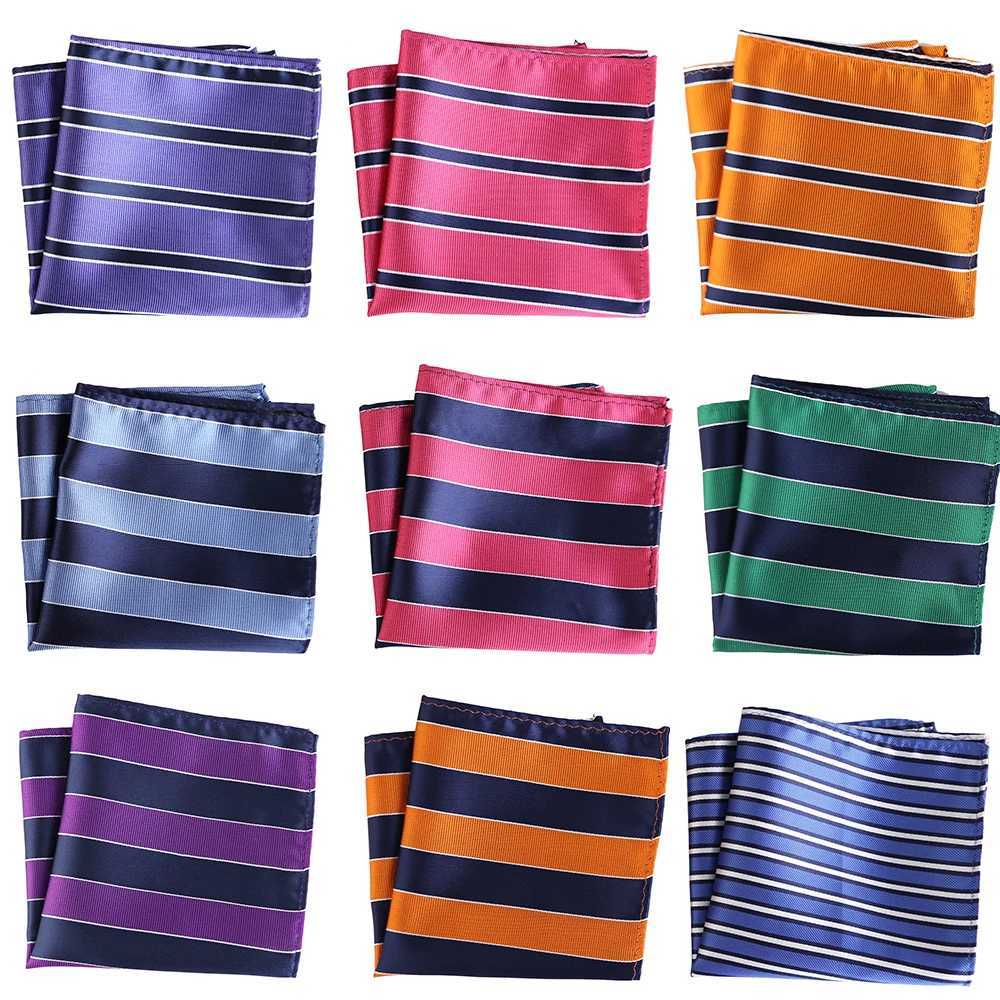 Luxury Mens Handkerchief Striped Checkered Plaid Woven Hankies Polyester Hanky Business Pocket Square Chest Towel 25*25CMX240921